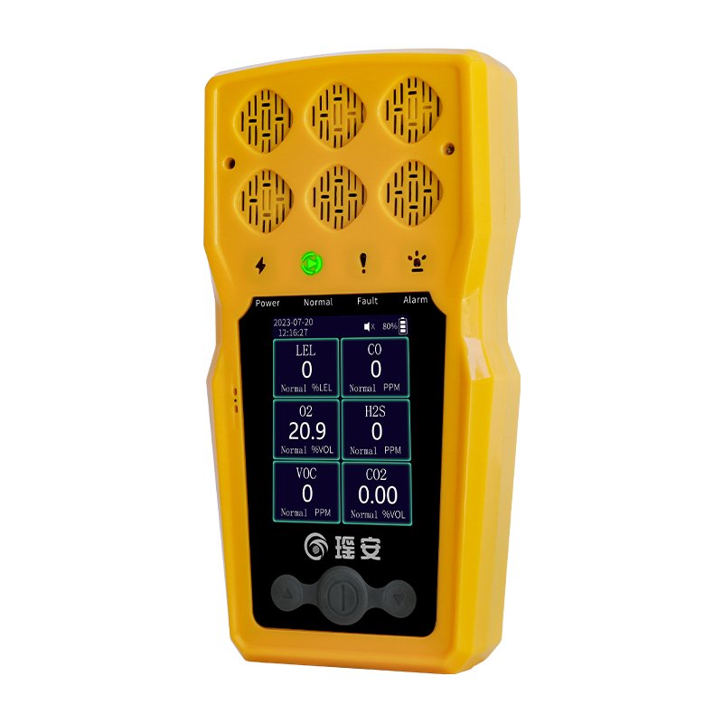 6 In 1 Portable Multi-Gas Monitor Gas Detector Tester For CO H2S O2 LEL CO2 VOC With Alarm Alert