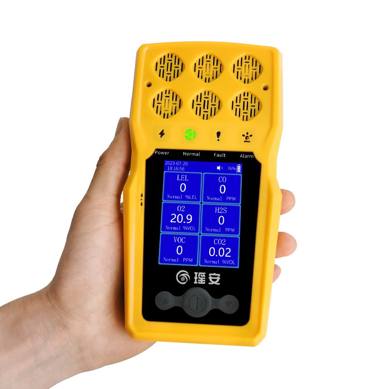 6 In 1 Portable Multi-Gas Monitor Gas Detector Tester For CO H2S O2 LEL CO2 VOC With Alarm Alert