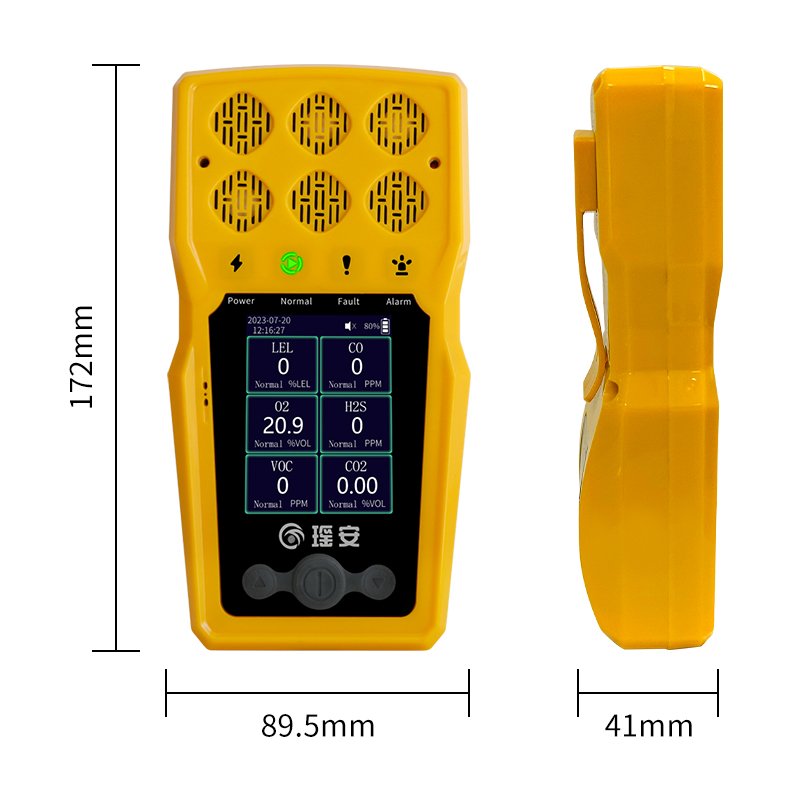 6 In 1 Portable Multi-Gas Monitor Gas Detector Tester For CO H2S O2 LEL CO2 VOC With Alarm Alert