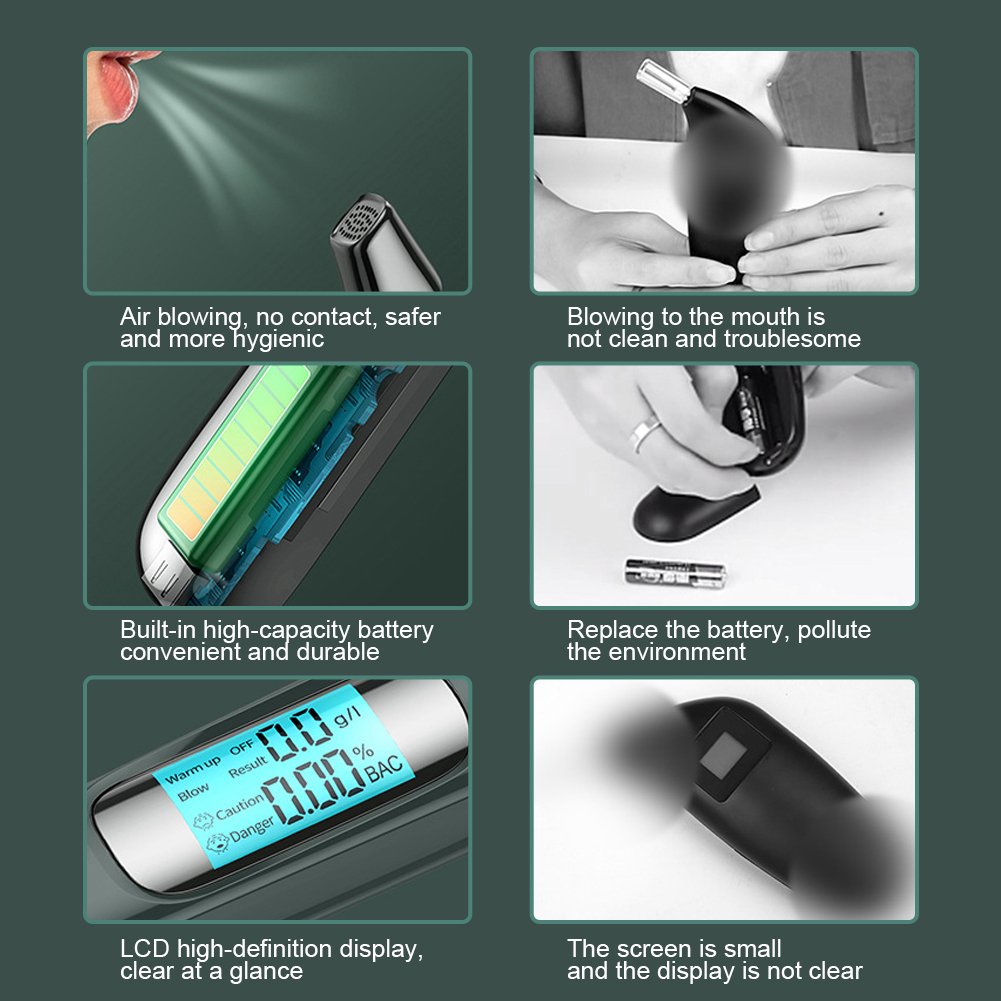 C9 Professional Alcohol Breath Tester Breathalyzer Analyzer Detector Test Portable Breathalyser Device LCD