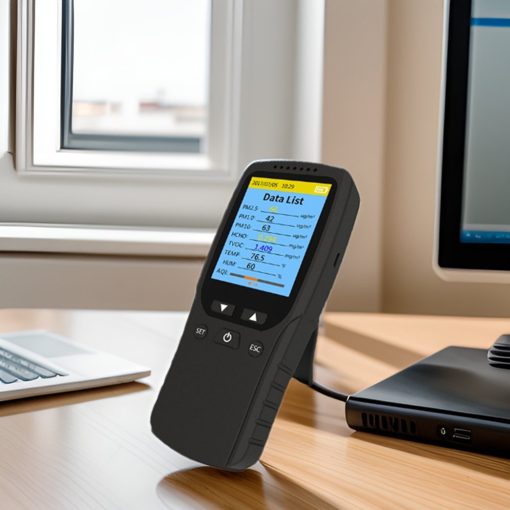 Handheld Air Quality Monitor PM2.5 PM1.0 PM10 Digital Tester Meter with HCHO TVOC Gas Analyzer for Indoor/Outdoor Use