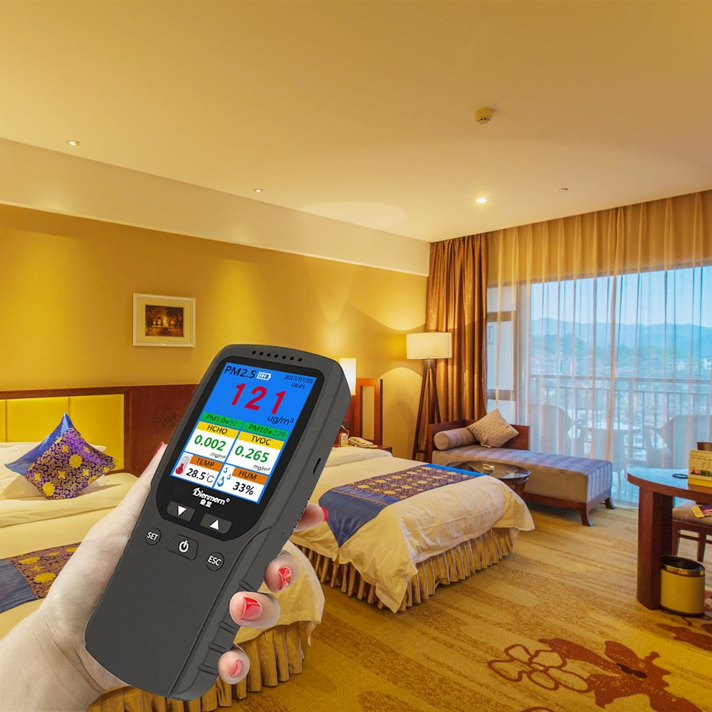 Handheld Air Quality Monitor PM2.5 PM1.0 PM10 Digital Tester Meter with HCHO TVOC Gas Analyzer for Indoor/Outdoor Use