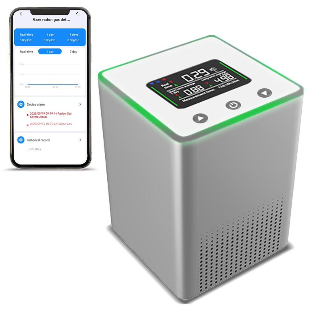 Home Use Smart Tuya Digital Pulse Ion Chamber Sensor Radon Meter SD cards Trend Charts Real Time Value Radon Tester for Home