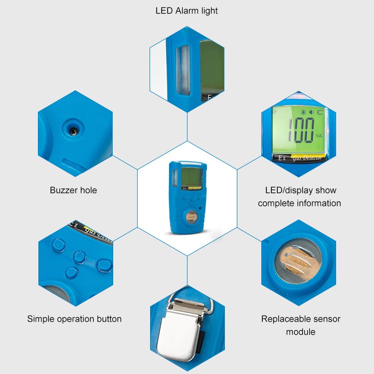 Portable Self-inspection Single Gas Detector Rapid and Effective Warning with Audible Alarm
