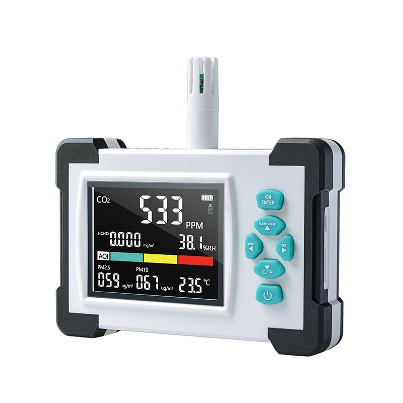 Indoor air quality detector with multiple sensors PM2.5, PM10, CO2, TVOC, IAQ temperature,humidity