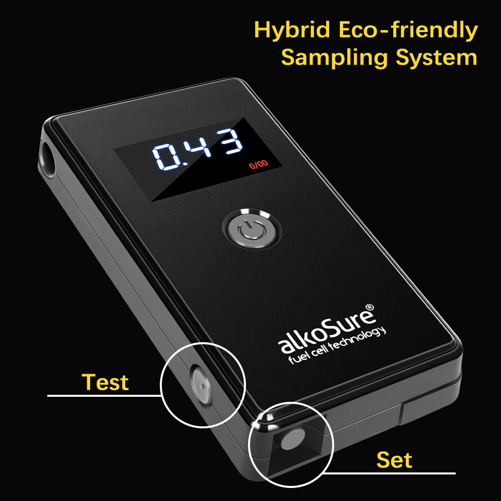 Fuel cell alcohol tester breathalyzer portable non contact LED display alcohol tester