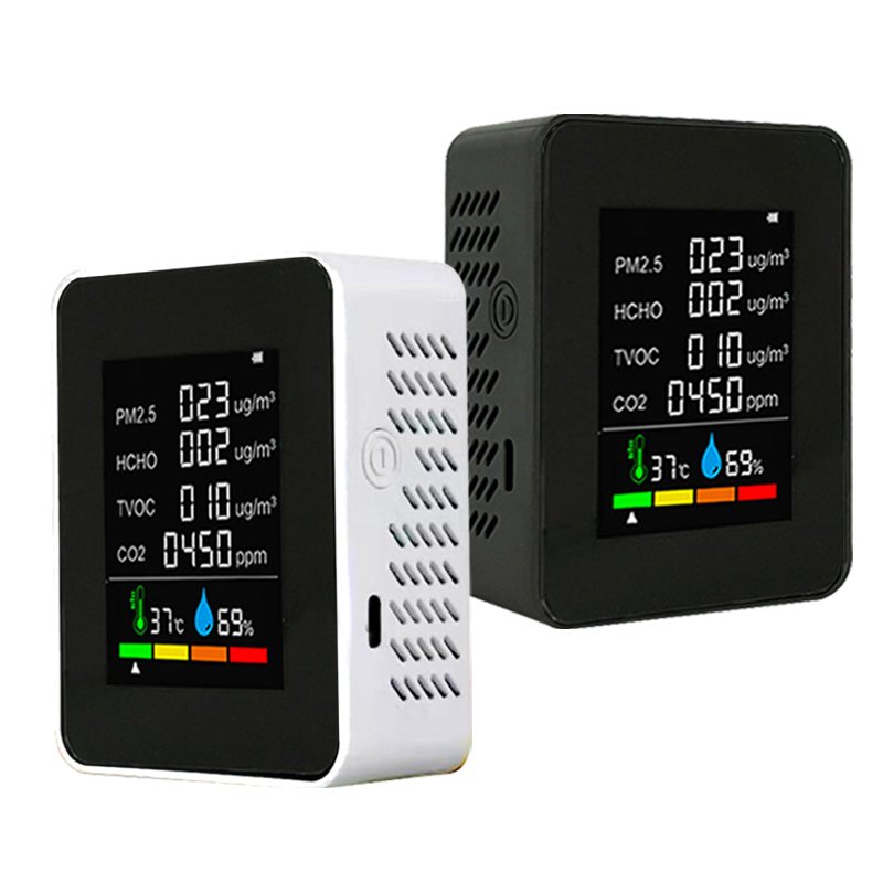 The Old 6 In 1 PM2.5 HCHO TVOC CO2 Air Quality Detector CO2 Formaldehyde Monitor Home Office Air Quality Tester