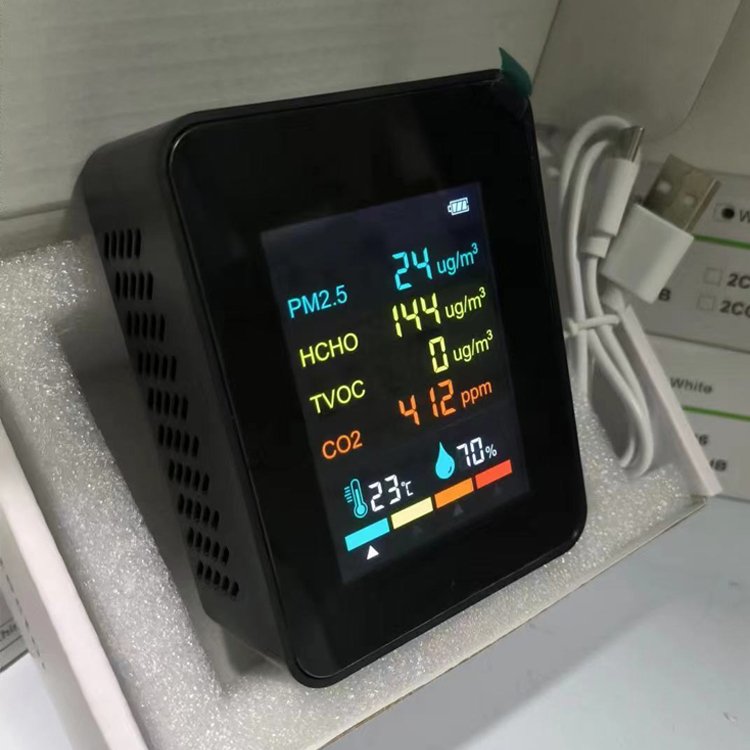 The Old 6 In 1 PM2.5 HCHO TVOC CO2 Air Quality Detector CO2 Formaldehyde Monitor Home Office Air Quality Tester
