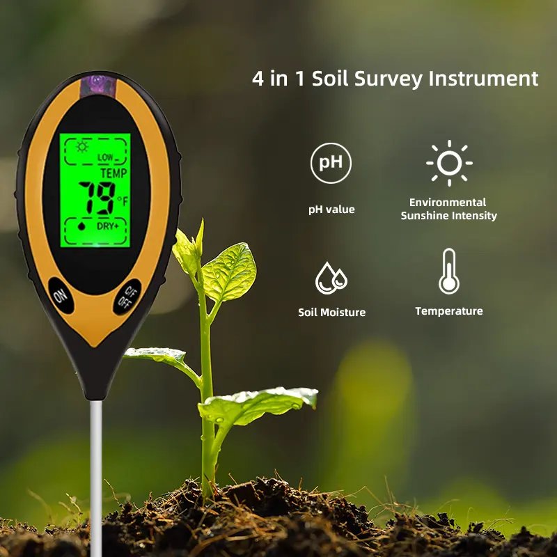 Cheap 4 In 1 Digital Soil PH Meter Tester LCD Temperature Sunlight PH Soil Moisture meter Tester for Garden Plants and awns