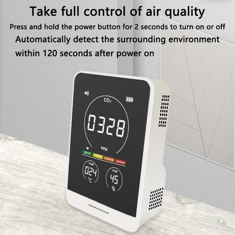 Portable Digital Air Quality Monitor Tester for CO2, Semiconductor Monitoring Sensor CO2 Meter for Greenhouse
