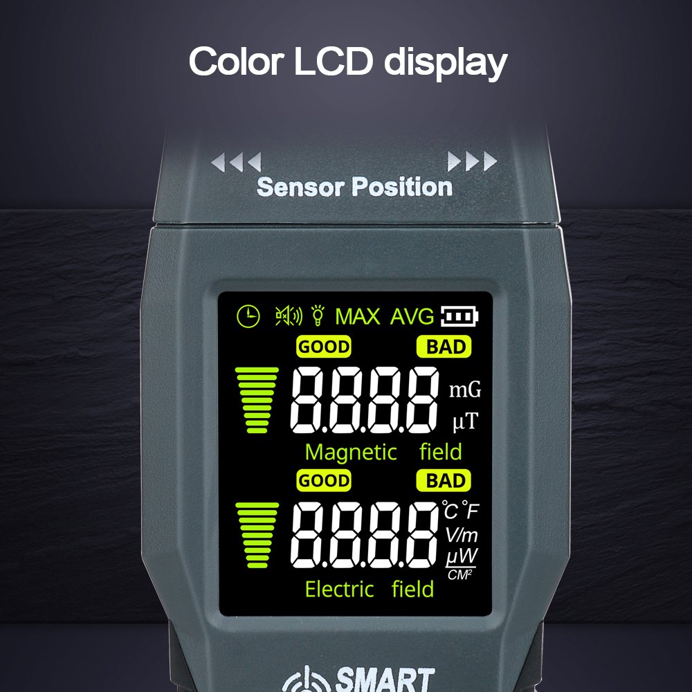 Professional Digital Electromagnetic Field Radiation Tester Magnetic Electric Strength EMF Detector with Temperature Measurement