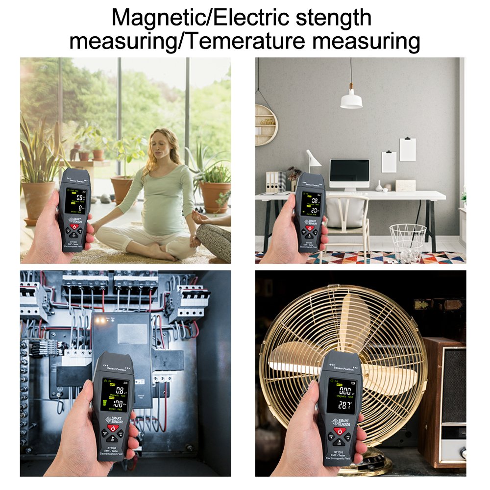 Professional Digital Electromagnetic Field Radiation Tester Magnetic Electric Strength EMF Detector with Temperature Measurement