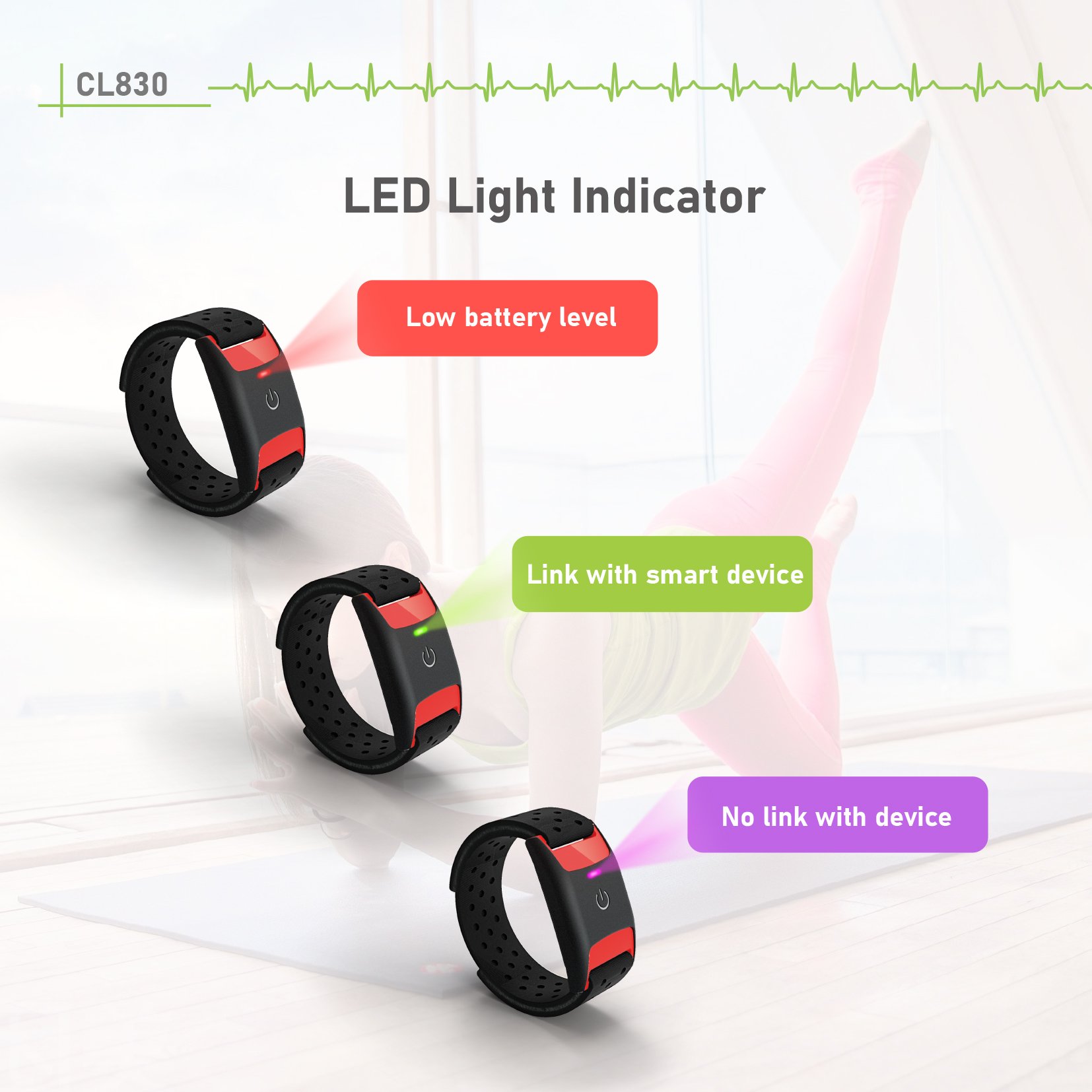 Waterproof Heart Rate Monitor Armband for Sport Compatible with Many Kinds of Fitness App