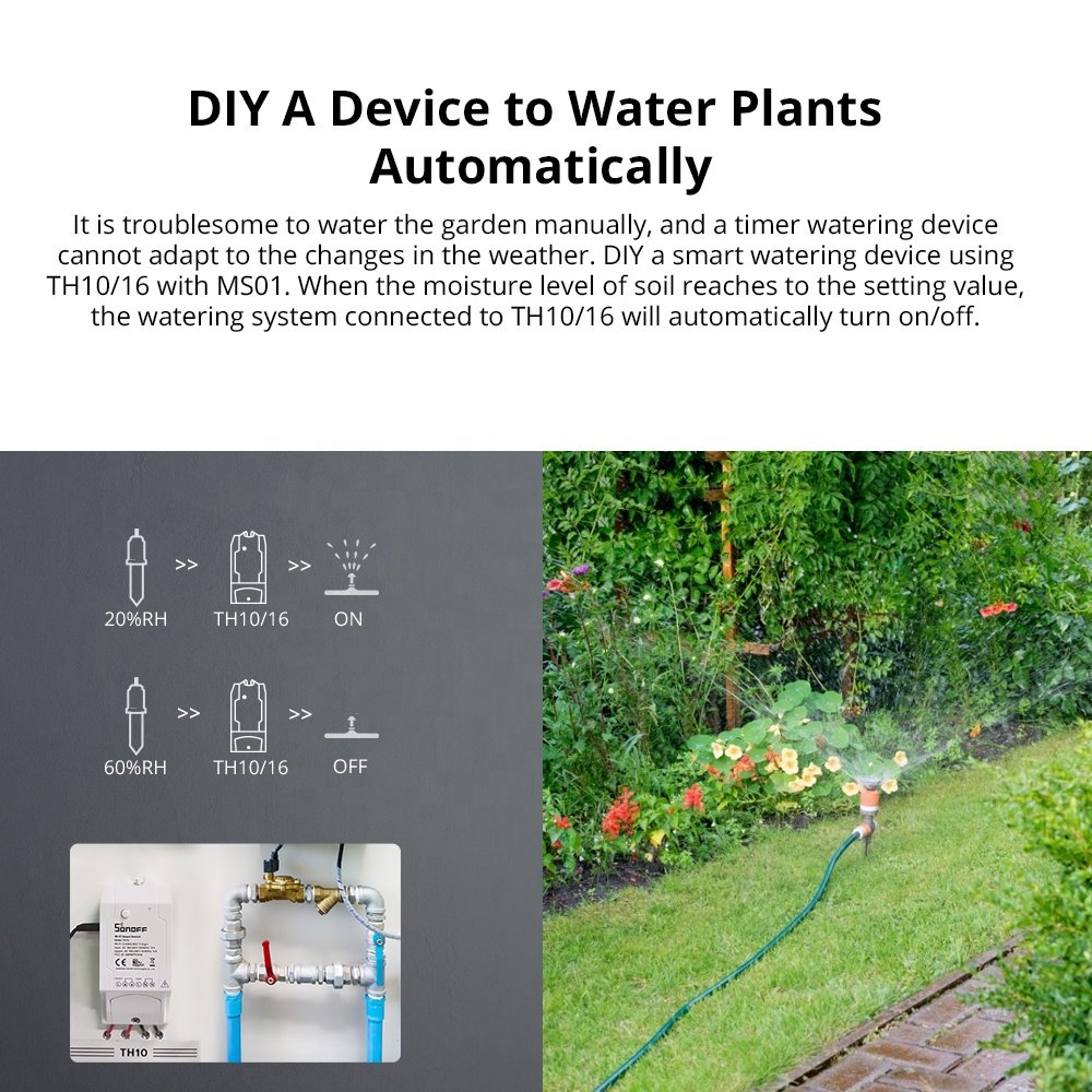 SONOFF MS01 Smart Flora Soil Monitor Garden Care Plant Grass Soil Water Moisture Tester Sensor DIY Flower Gardening Detector
