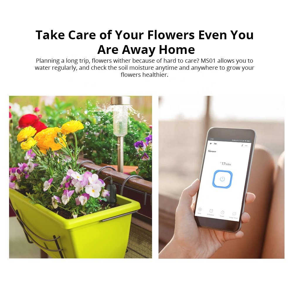 SONOFF MS01 Smart Flora Soil Monitor Garden Care Plant Grass Soil Water Moisture Tester Sensor DIY Flower Gardening Detector