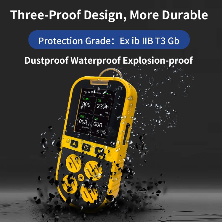 FANO High Precision Ethlyene EX O2 H2S CO LEL PPM Sensor Rechargeable Multi Gas Monitor Tester Analyzer 4 in 1 Gas Detector