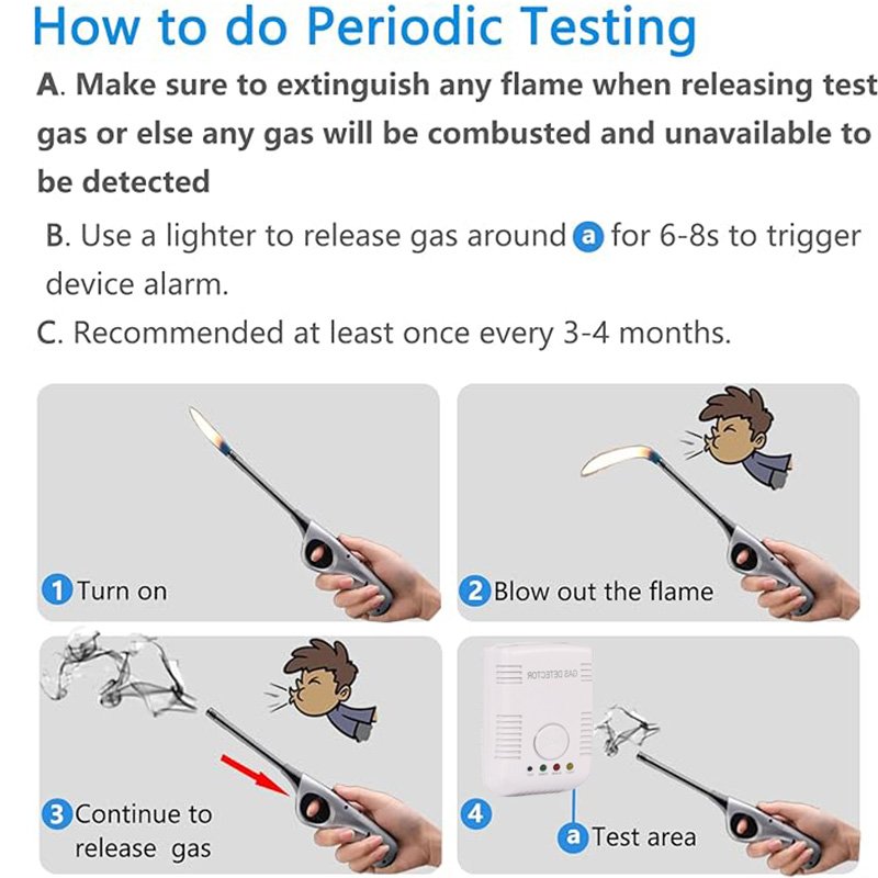 WEAJA New Household Gas Tester Meter with Alarm System Household Gas Detector and Combustible Gas Sensor for Home Security