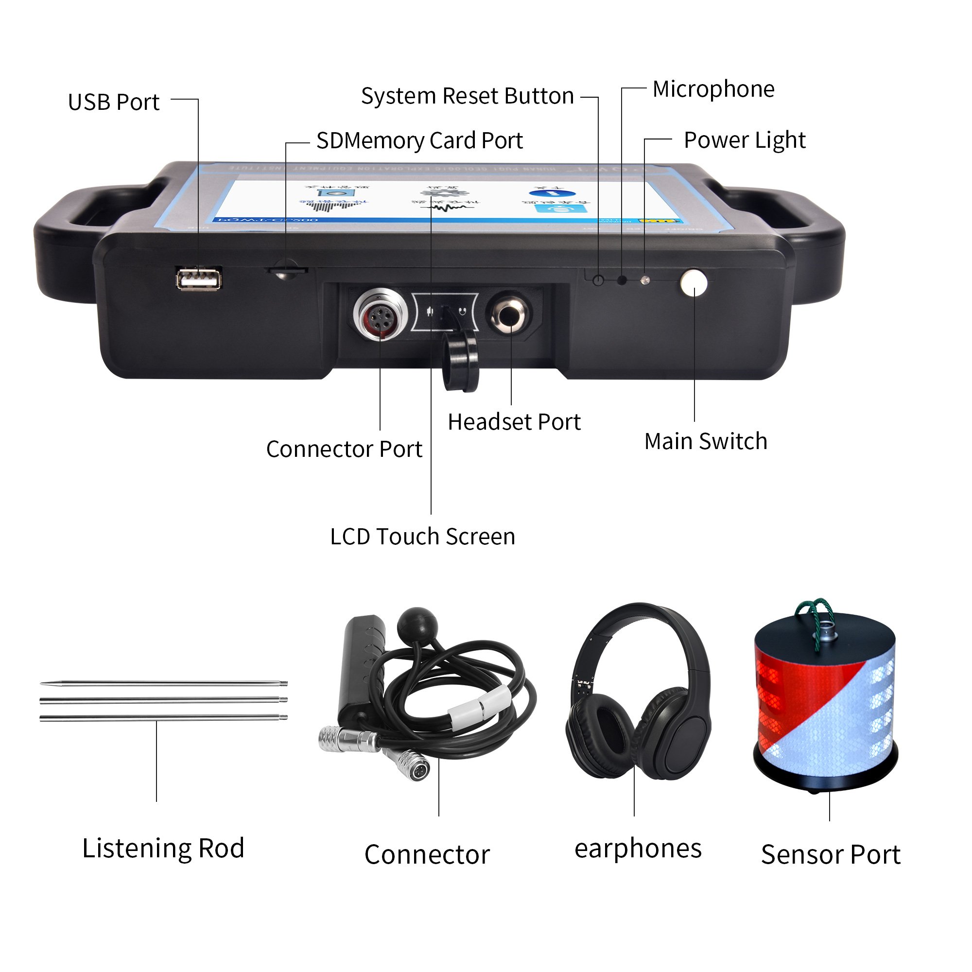PQWT CL200 Pipeline Leak Water Inspection Acoustic Equipment Plumbing Tools Underground Water Leak Detector
