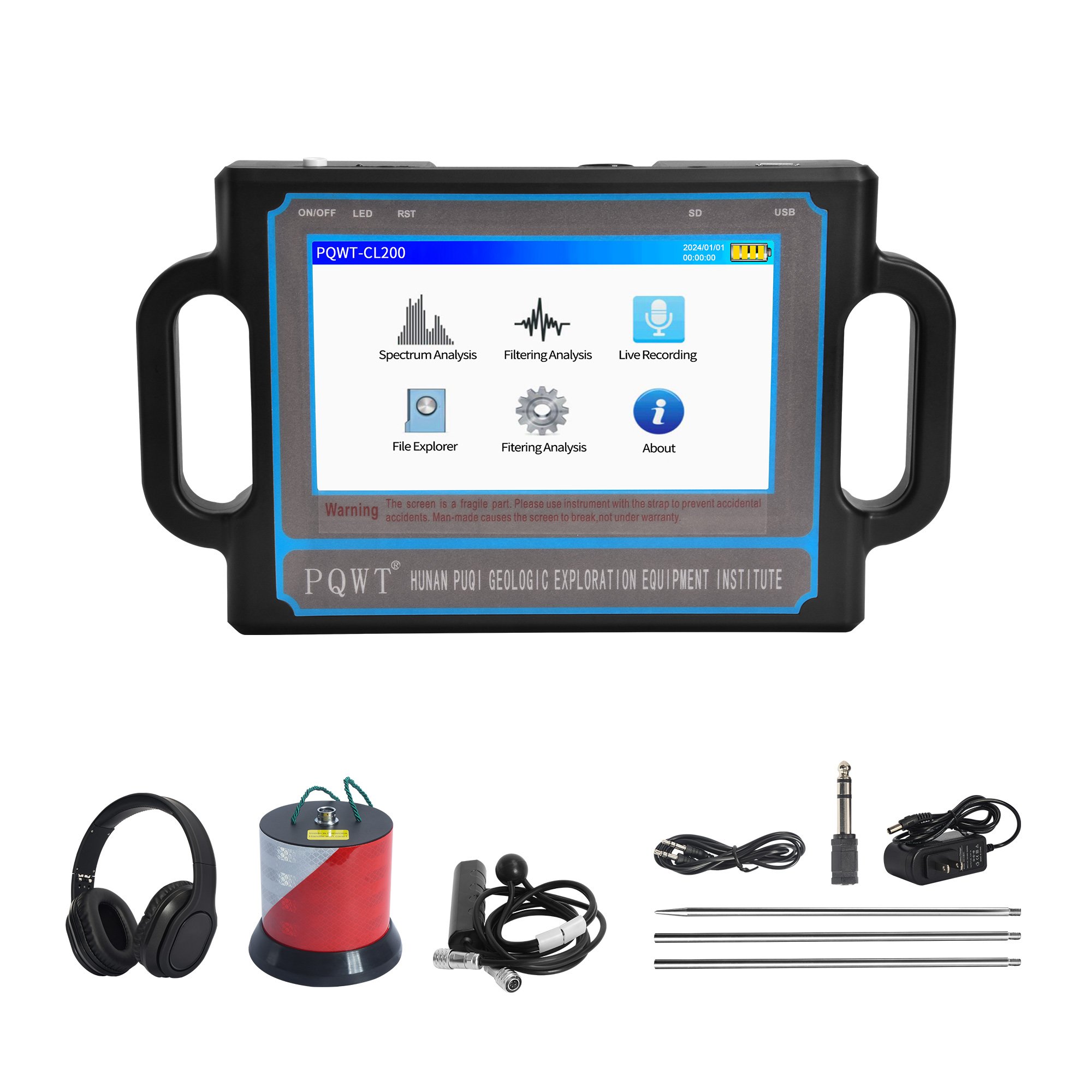 PQWT CL200 Pipeline Leak Water Inspection Acoustic Equipment Plumbing Tools Underground Water Leak Detector