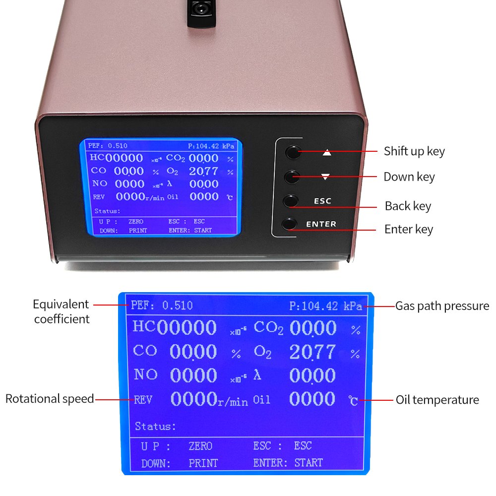 Automotive Exhaust Gas analyzer MQW-511 Auto Car Emission Exhaust Gas Analyzer HC CO CO2 O2 NO Five Gases Exhaust Gas Detector