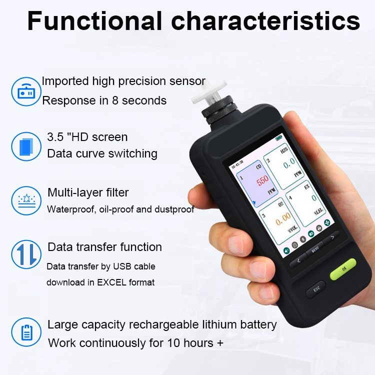Cheap factory price handheld carbon monoxide co gas leak detector portable usb battery alarm