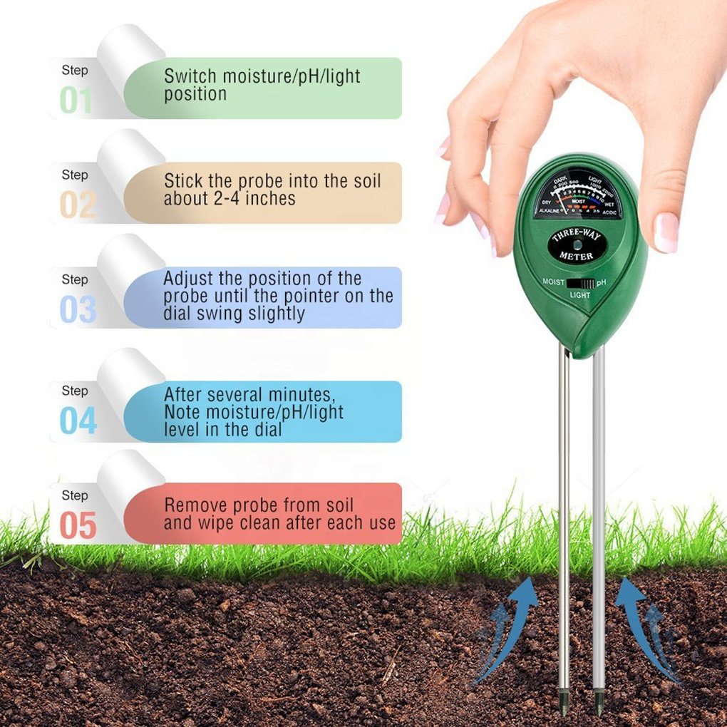 3-in-1 PH and humidity meter soil moisture and moisture meter sunlight PH test garden plants flowers moisture testing instrument
