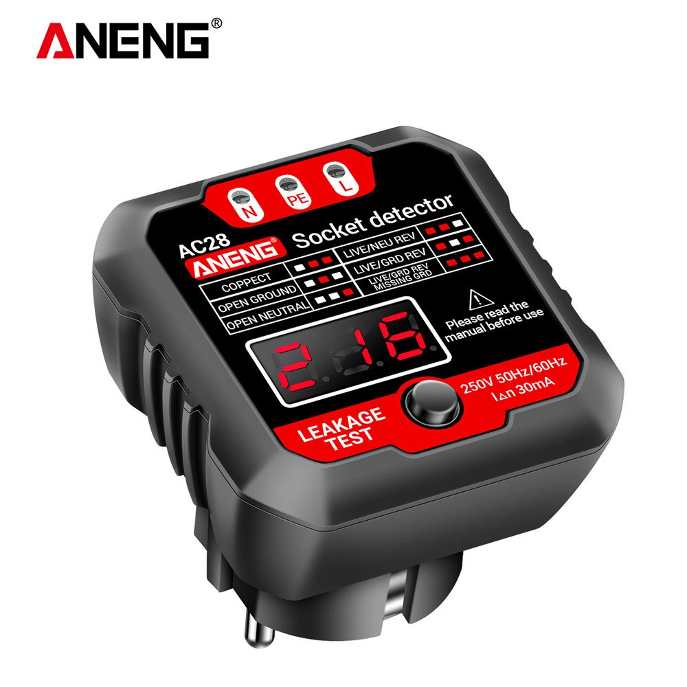 Europe type Socket Detector tester PHASE METER with voltage really time voltage display AC28BE