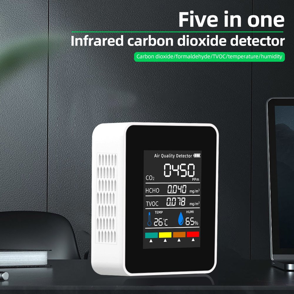 Smart Home Gadgets 5 In 1 gas analyzer Formaldehyde Hcho Tvoc Tester Co2 meter Air Quality Monitor Indoor Detector