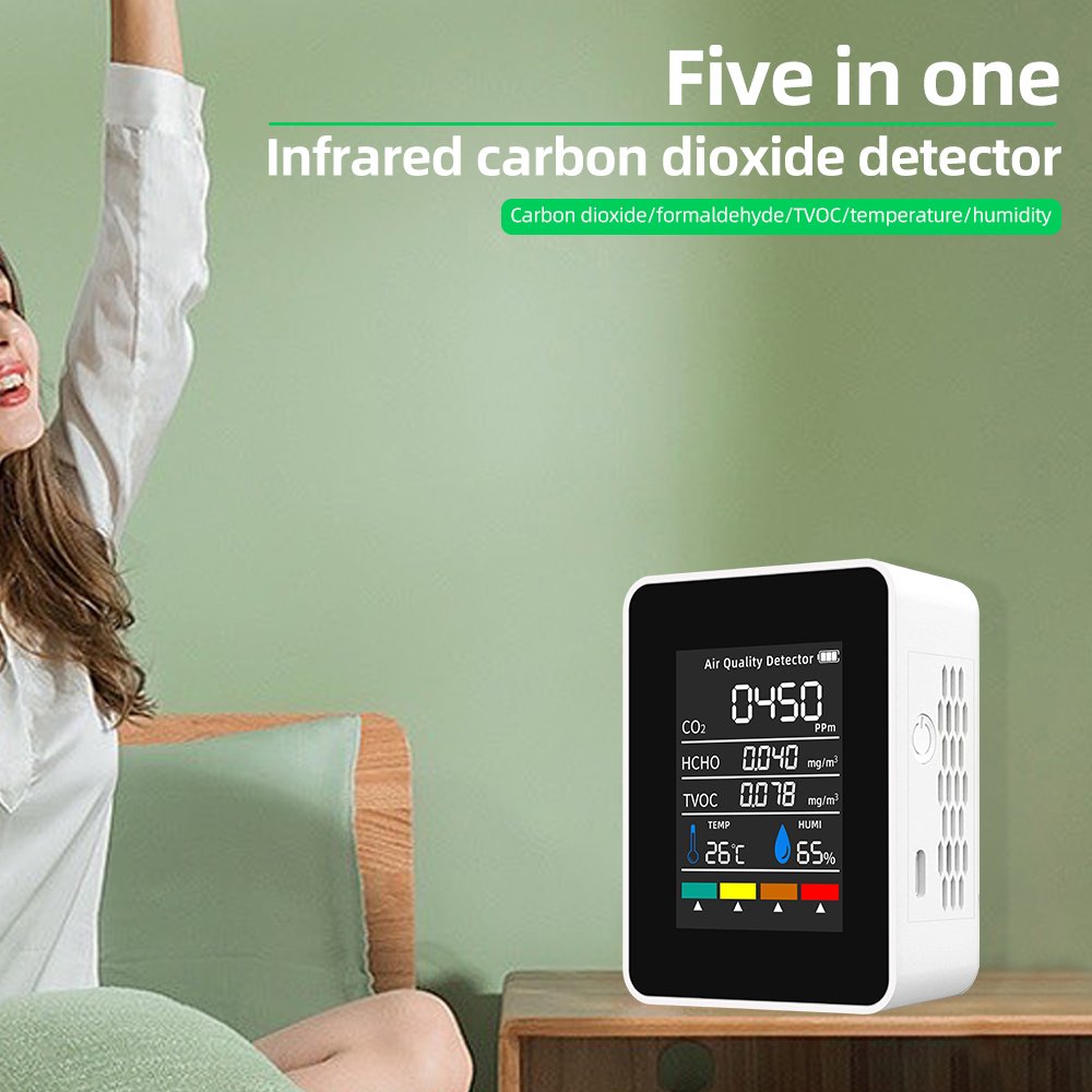 Smart Home Gadgets 5 In 1 gas analyzer Formaldehyde Hcho Tvoc Tester Co2 meter Air Quality Monitor Indoor Detector