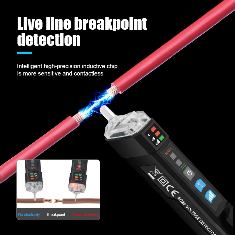 Tested by Intertek Digital socket wall ac power socket voltage detector sensor Voltage Tester pen measuring voltage 12-1000v