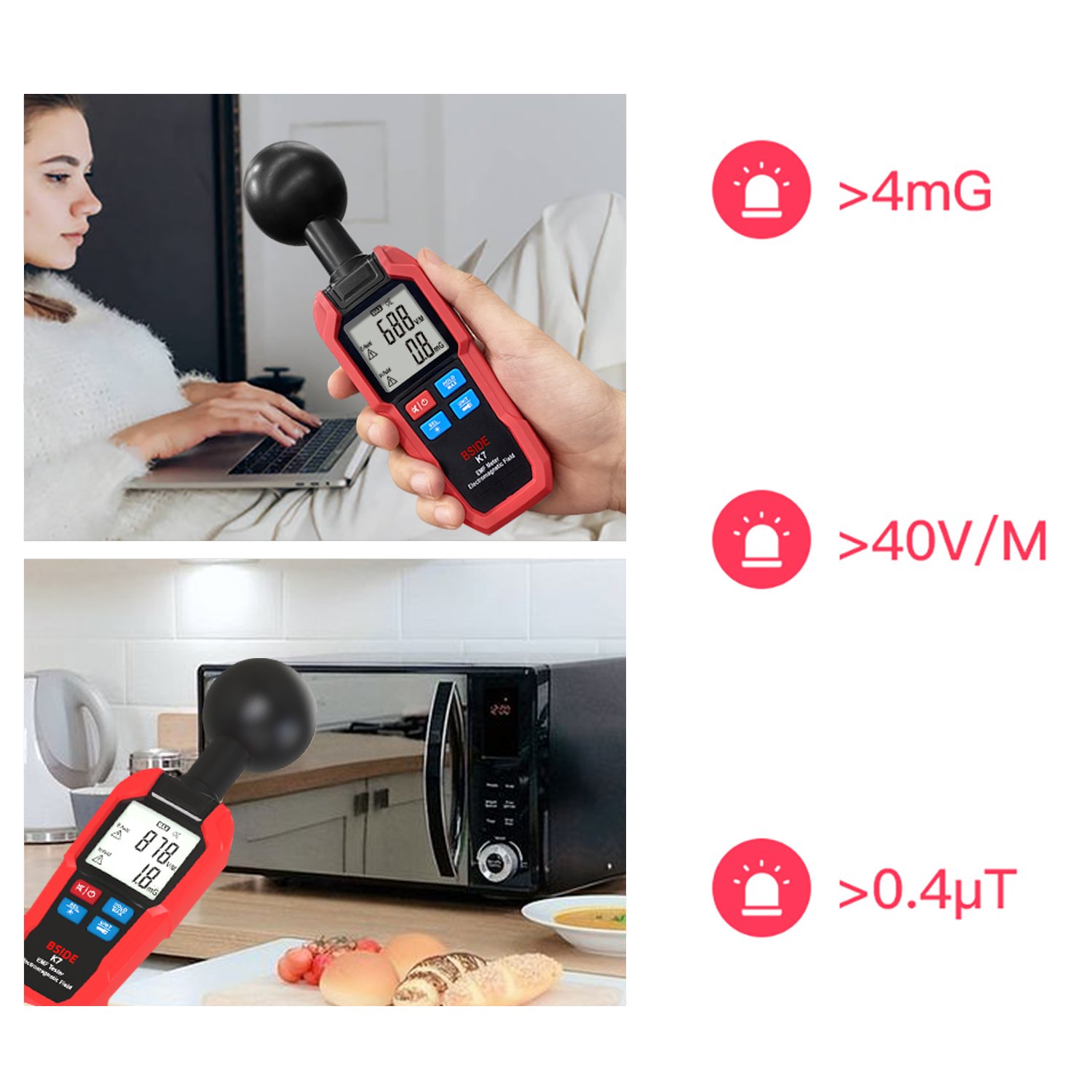 Electromagnetic Radiation Detector Portable LCD X-ray Detection Radiometer Temperature Tester Dosimeter Tool
