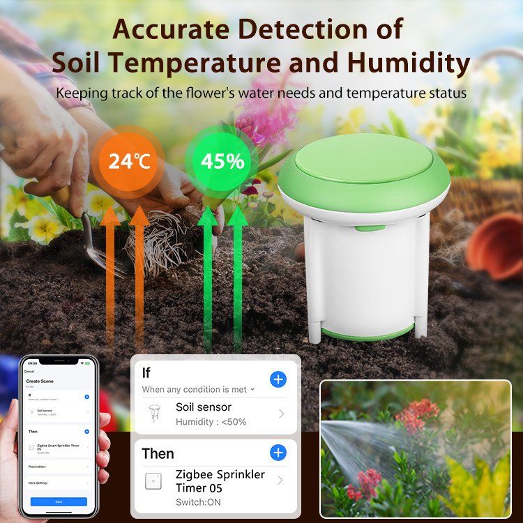 Tuya Smart Zigbee Soil Tester Humidity&Temperature Sensor,soil moisture meter,Nutrient Rapid Detector for garden irrigation