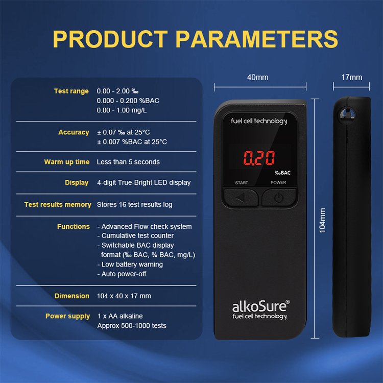 Brand New LED display Quick Response Fuel Cell Portable Digital Alcohol Breath Detector
