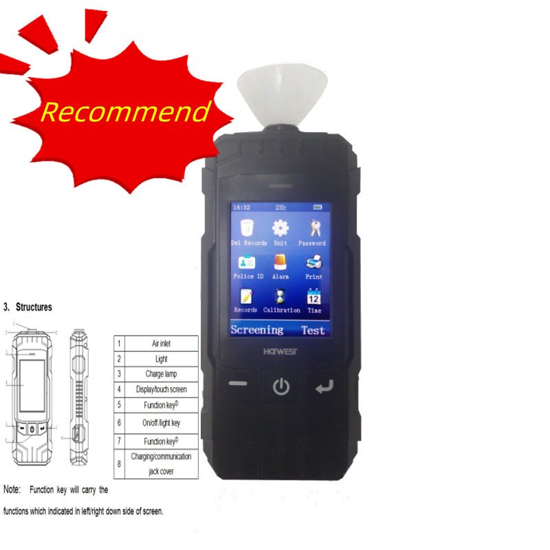 Fuel Cell Sensor Touch Screen Breath Alcohol Tester With Printer