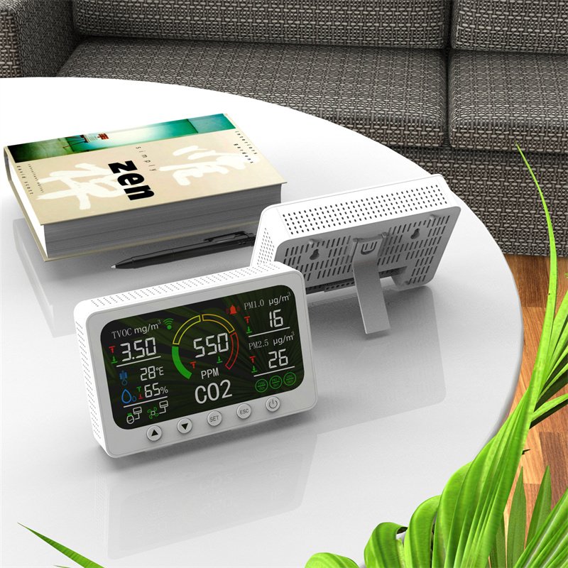 Tuya Wifi CO2 tester mulit 7 in 1 CO2 Sensors tvoc Detector with Rechargeable Battery Air Quality meter Detector Carbon Dioxide