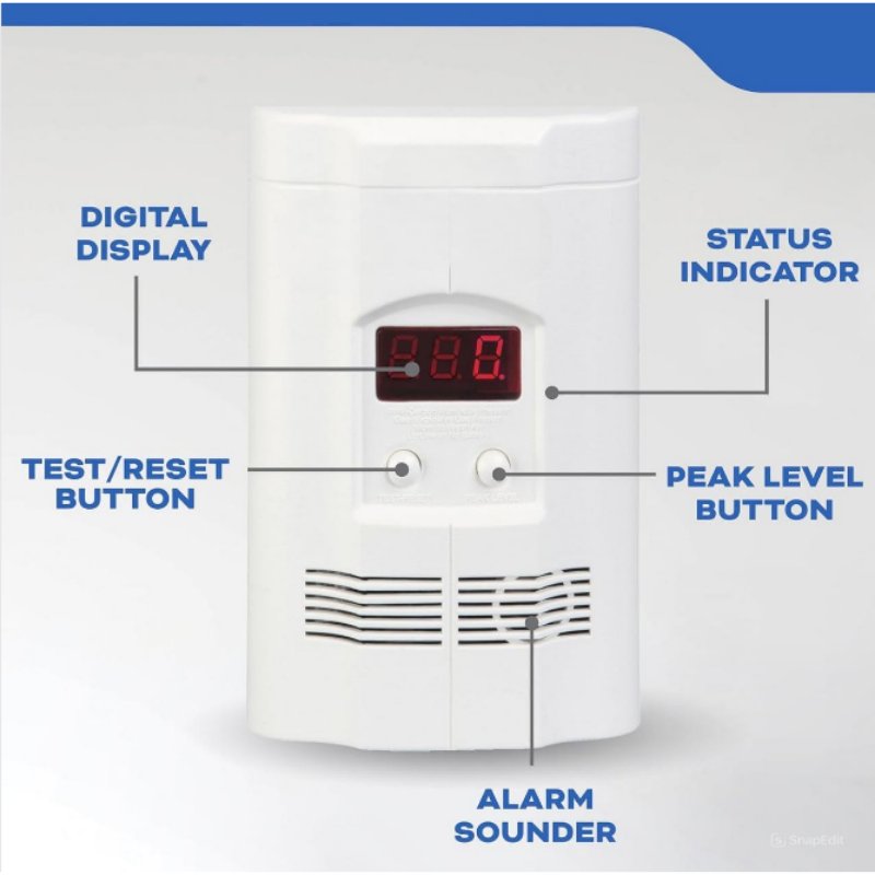 HOT PRODUCT Carbon Monoxide Detector, Propane, Natural, Methane, & Explosive Gas Alarm, Plug-In Wall with 9-Volt Battery Backup