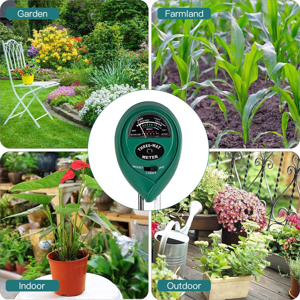 3 in 1 Soil PH Meter Sunlight PH Tester Garden Flowers Soil Moisture Sensor Meter Plants Acidity Humidity PH Monitor Detector