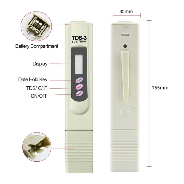 TDS-3 Portable Tester Pen Water Detector Digital Temperature Tds Meter Measuring ppm