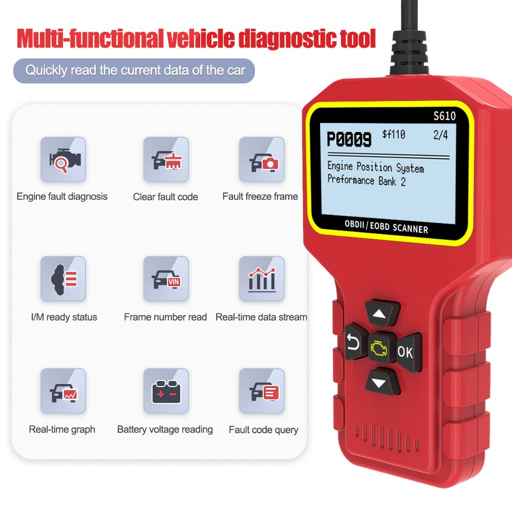 2024 New Style OBD automobile malfunction diagnosis instrument S610 engine clear fault code steam universal detector tool