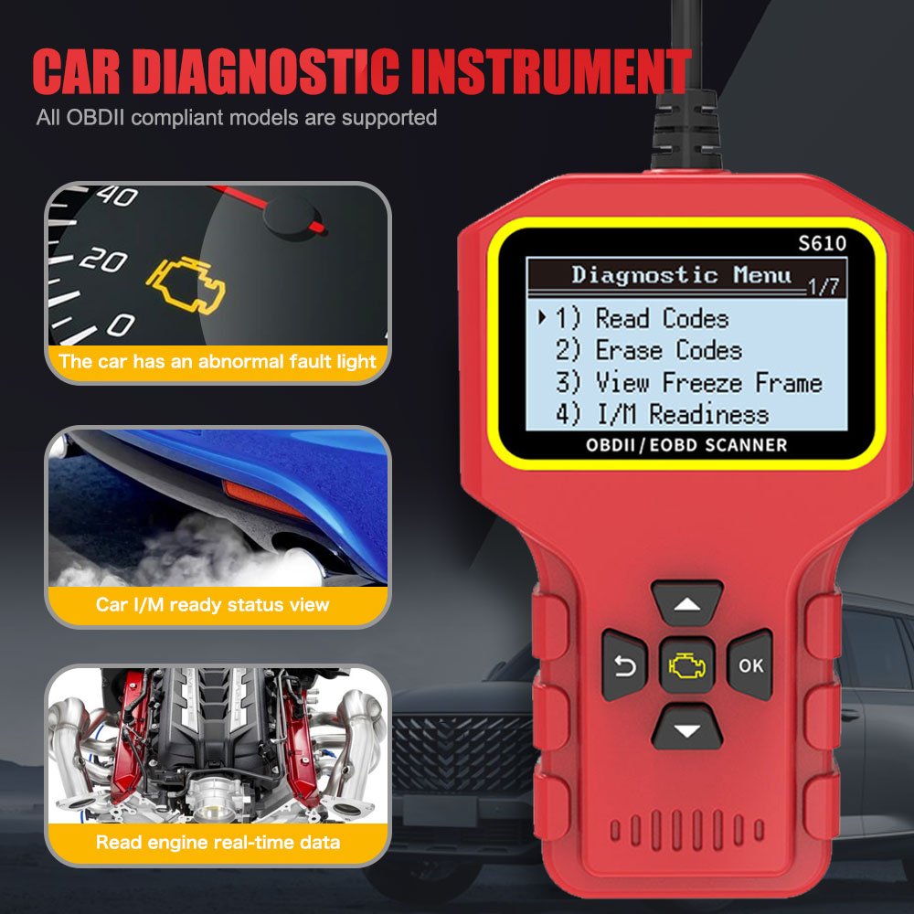 2024 New Style OBD automobile malfunction diagnosis instrument S610 engine clear fault code steam universal detector tool