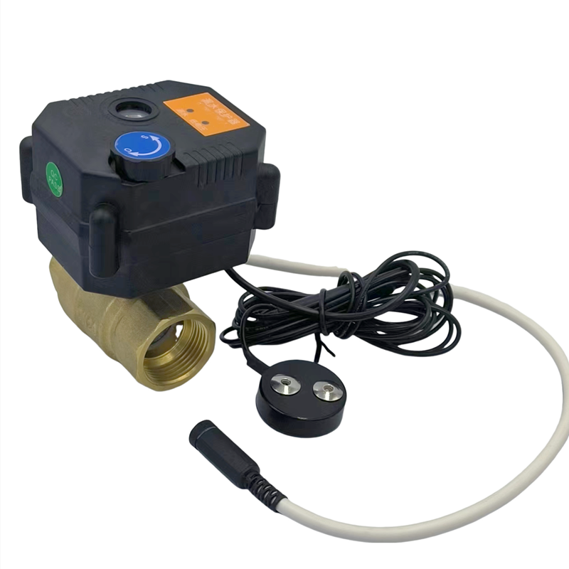Rechargeable battery operated leak detection alarm sensor mini electric actuator motorized auto shut off ball valve