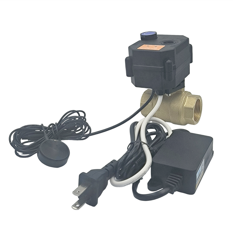 Rechargeable battery operated leak detection alarm sensor mini electric actuator motorized auto shut off ball valve