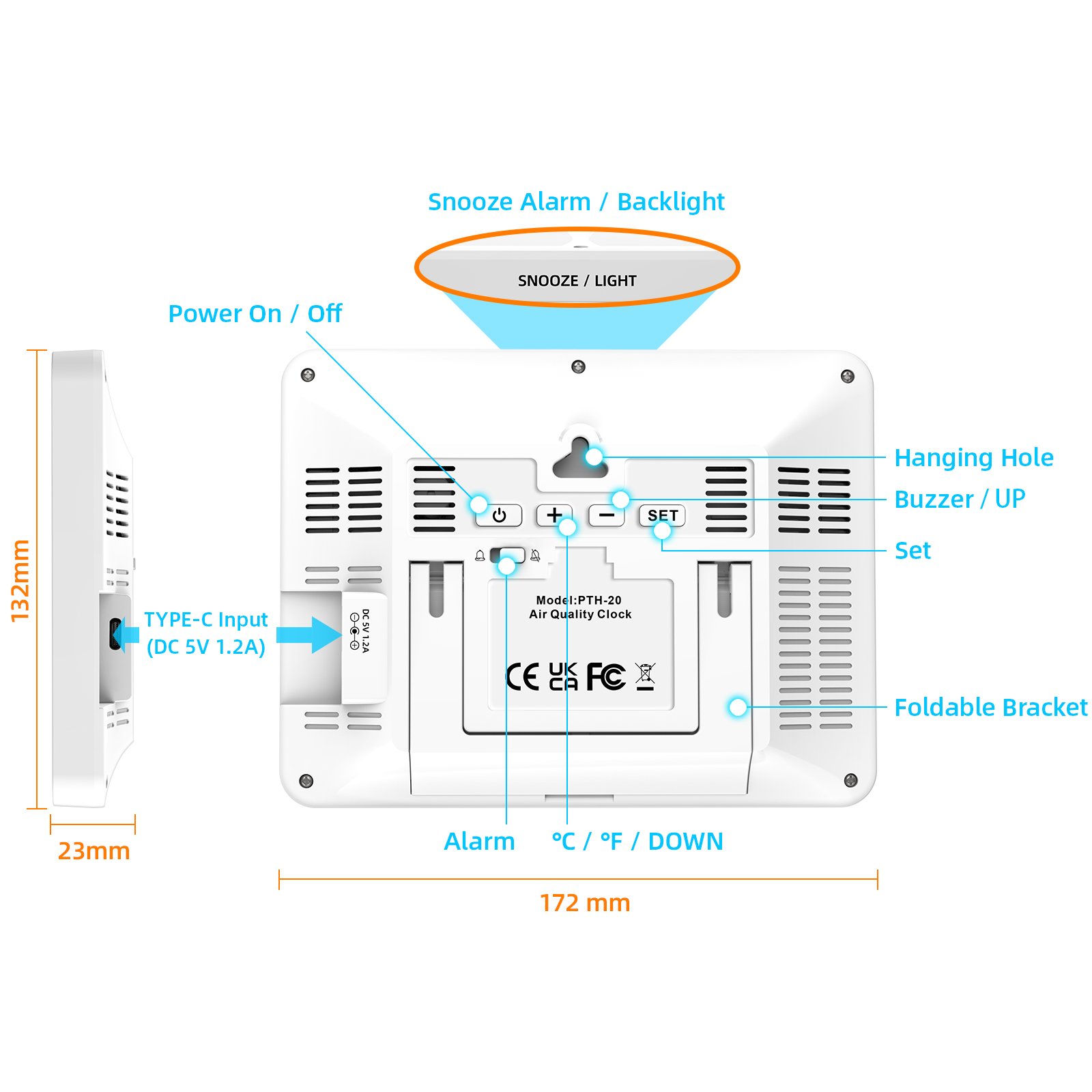 New Digital Wall Mount Carbon Dioxide Detector TVOC Co2 Monitor temperature and humidity Co2 Meter Sensor