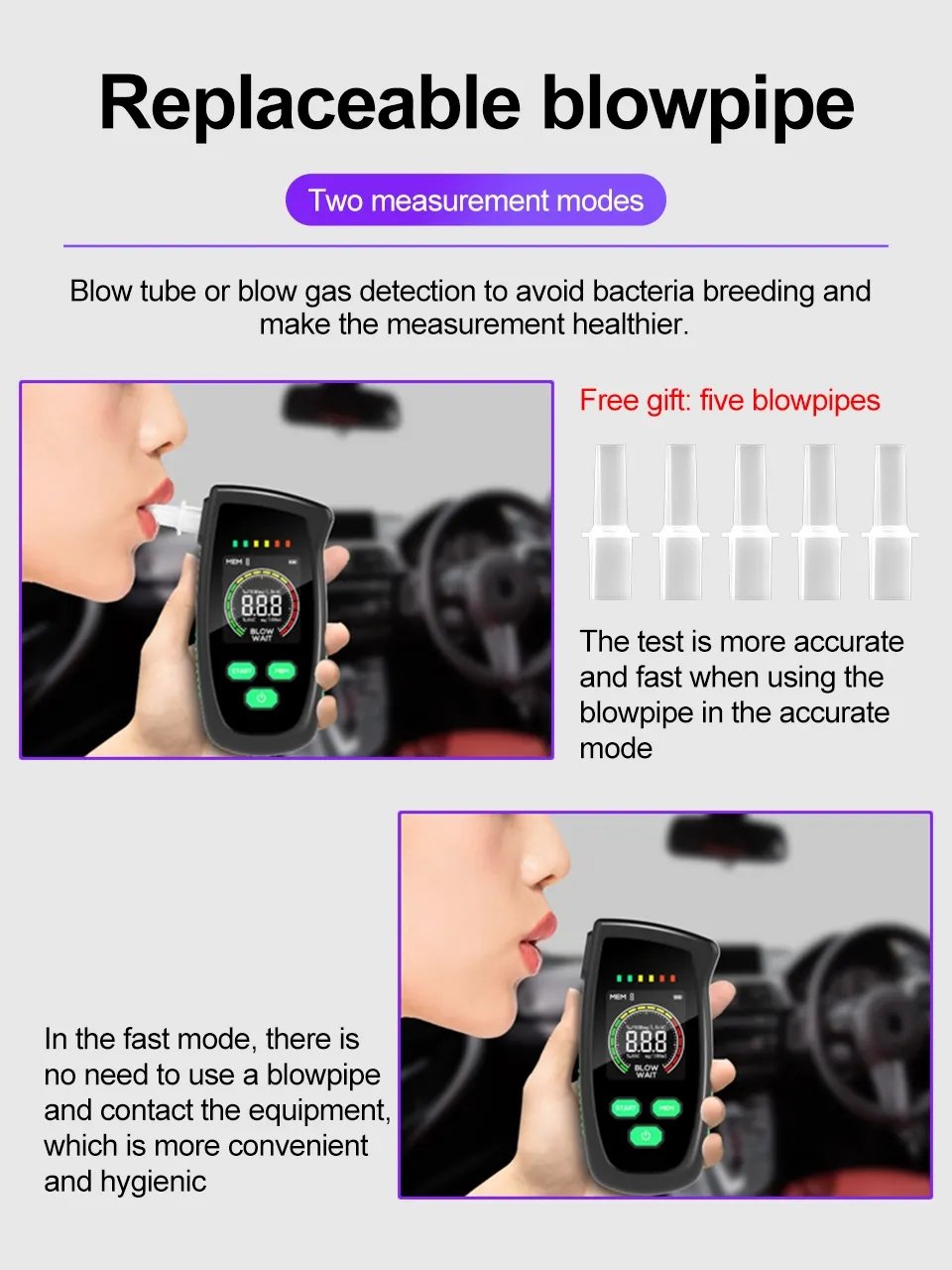 Professional Portable Alcohol Tester Rechargeable Digital Breath Tester Breathalyzer Gas Alcohol Detector OEM