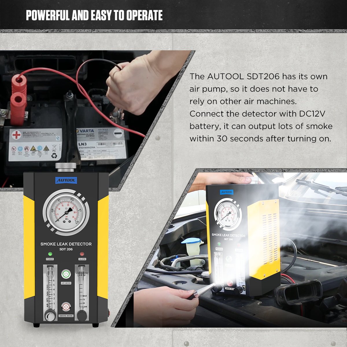 Autool SDT206 Upgrade Car Smoke Leak Detector Pipeline System Leakage Tester Tool Including Flow Liquid Gauge