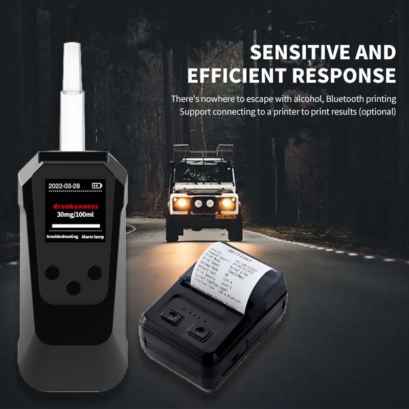 Customizable Alcohol content test voice broadcast can be connected to a printer for accurate measurement with blowpipe test