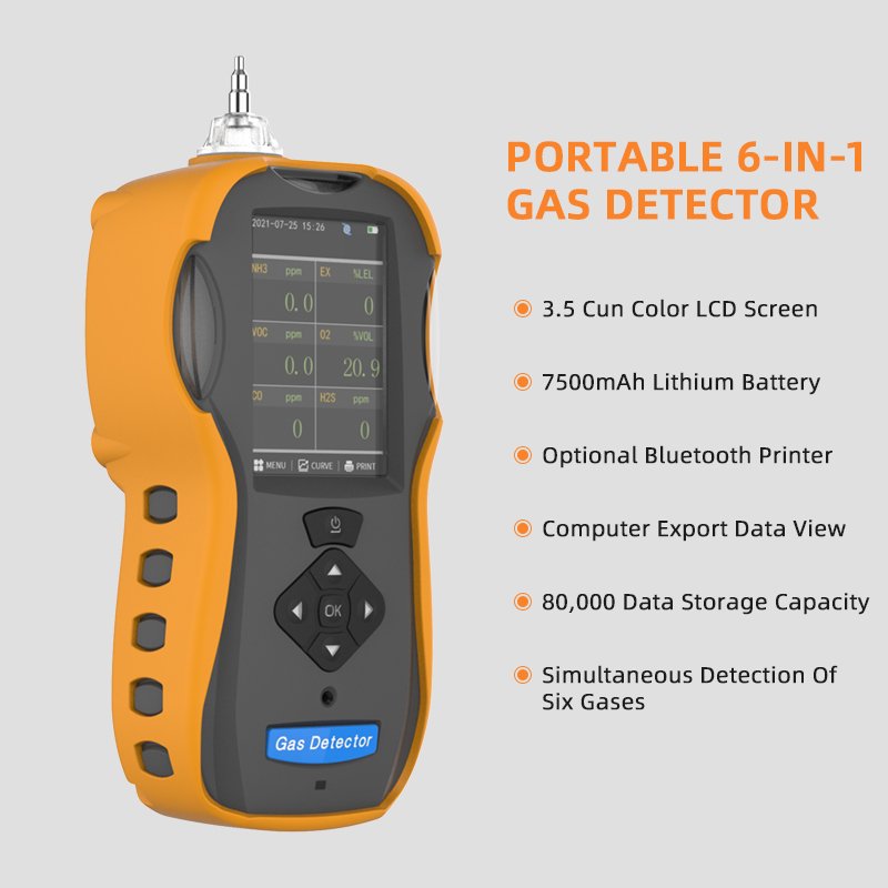 Safewill Wholesale Pump Multi Gas Tester 6-in-1 CO/CO2/O2/H2S/VOC/CH4 Gas Analyzer NH3 GAS Leakage Detector