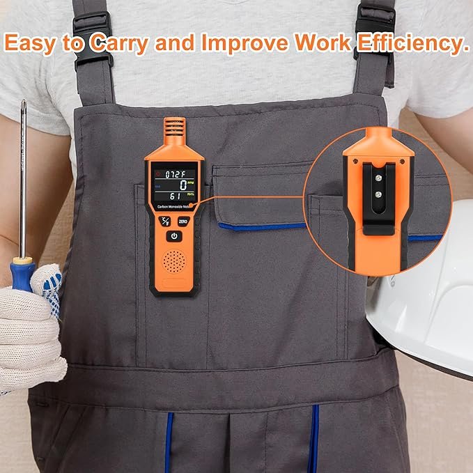 3-in-1 CO Monitor Temp/Humidity Detector with Color LCD Display, CO Sensor Tester for Industrial/Home/Camping