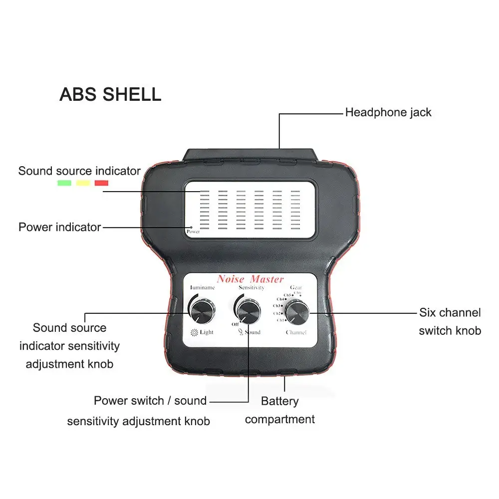 Car Noise Detector Six-channel Car Noise Detector Cylinder Stethoscope Engine Cylinder/Chassis Noise Tester Diagnostic Tool
