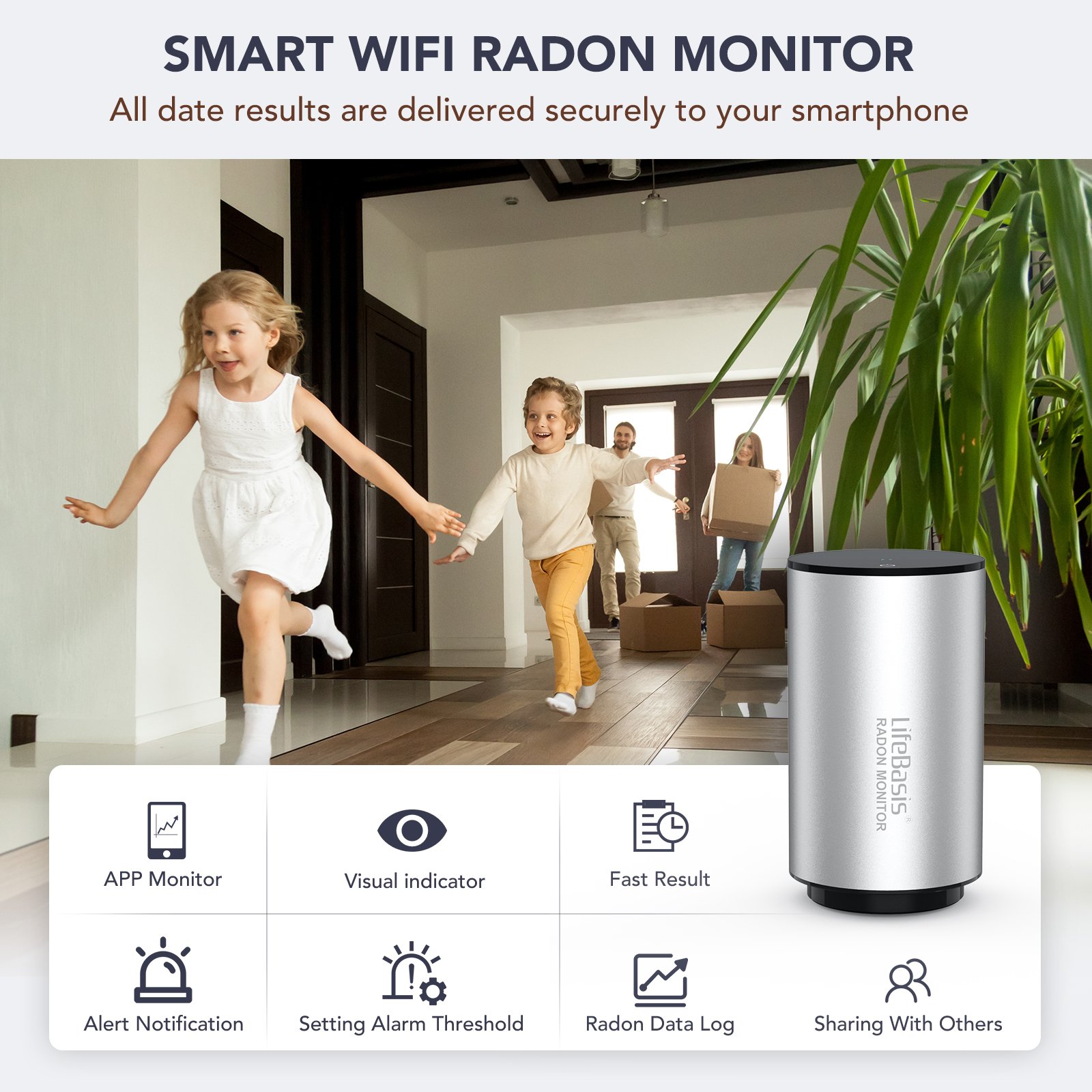 New Arrival 30CPH 3-Color Led WiFi Pulsed Ion Chamber Alarm Sensor Radon Detector for Home Use